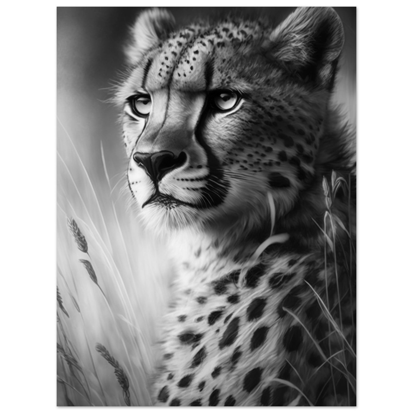 Cheetah face portrait in warm natural palette
