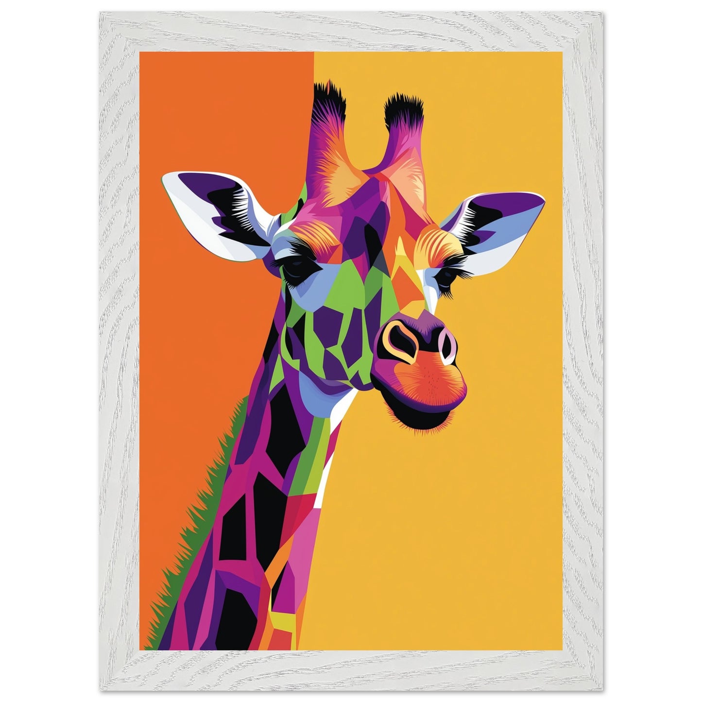 Minimalist design poster with geometric giraffe imagery
