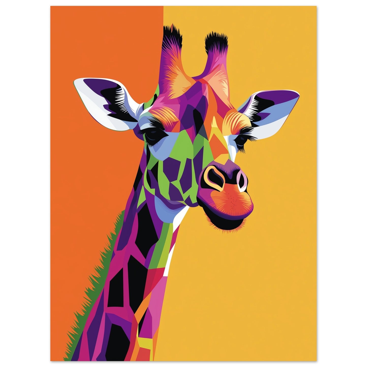 Modern line art print with animal-themed forms featuring a giraffe