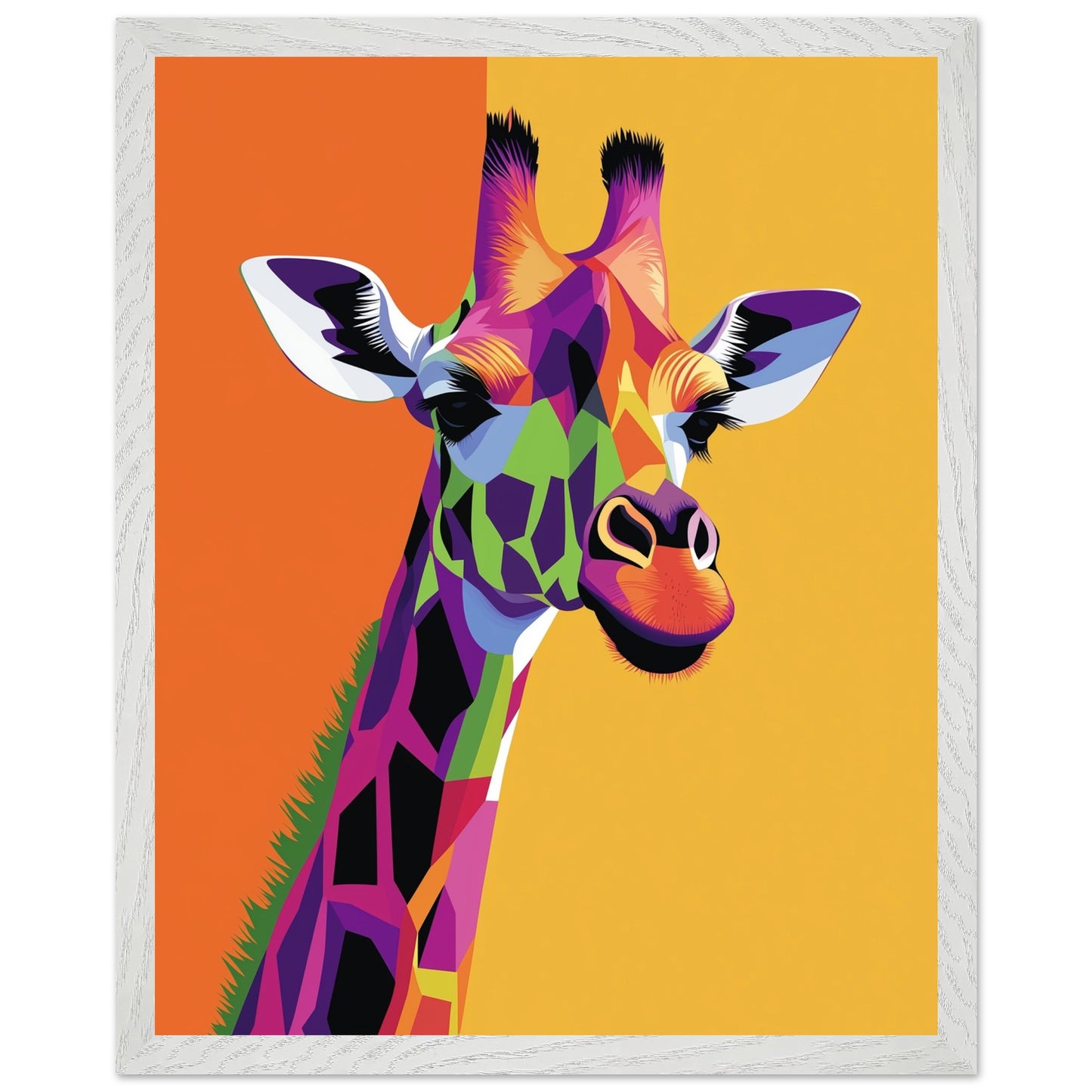 Nature-themed wall art for studios featuring a geometric giraffe