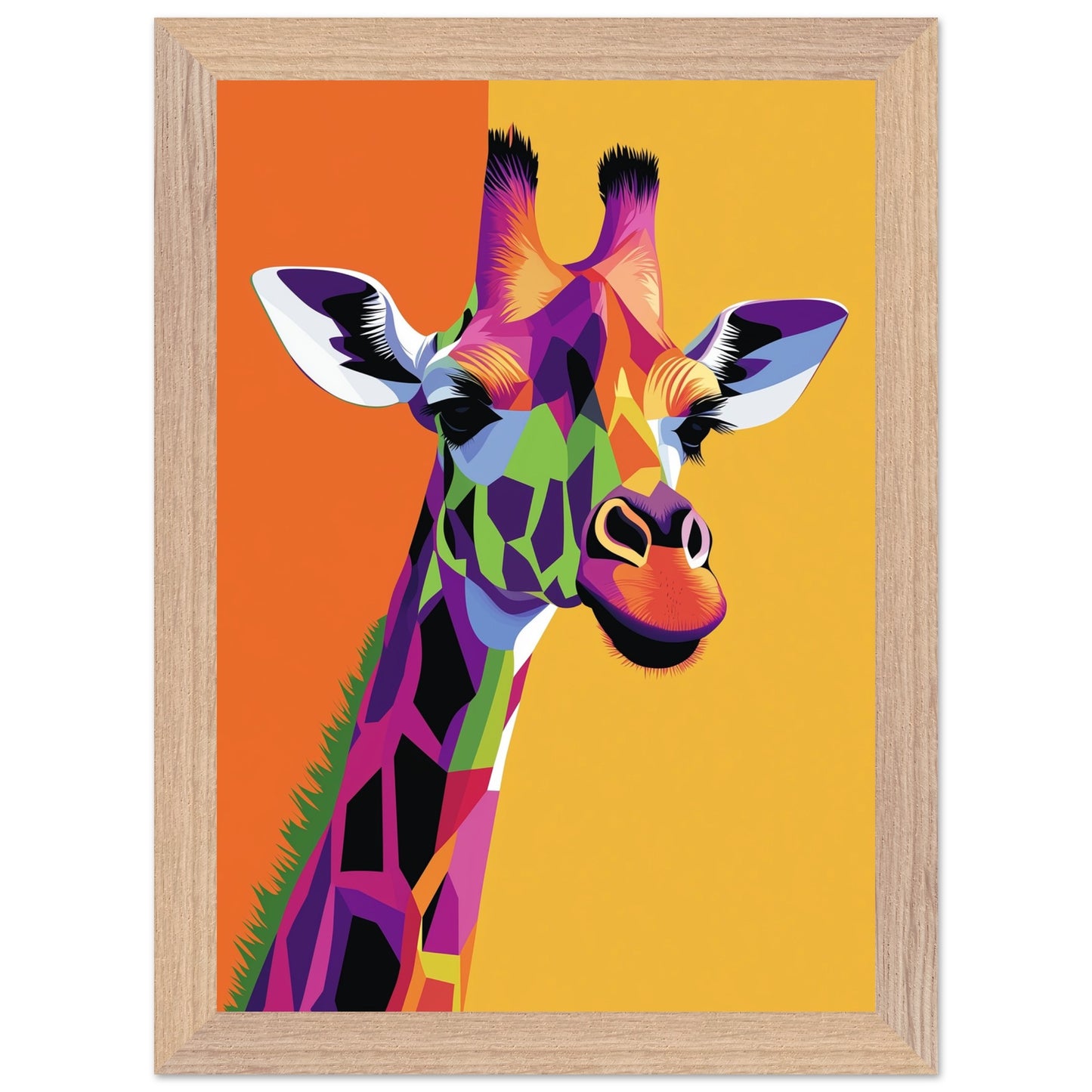 Geometric Giraffe Pop Art Poster adding vibrancy to home offices