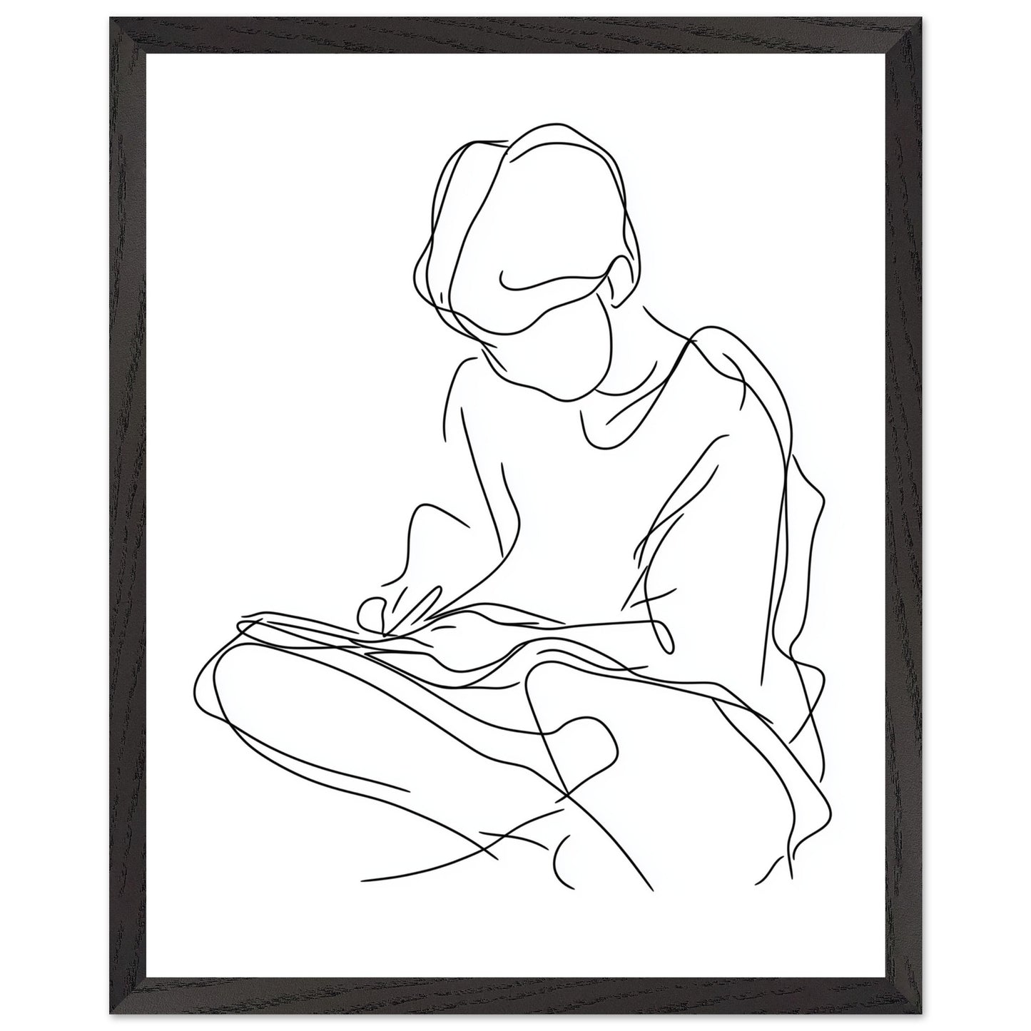 Japandi art print of a person reading