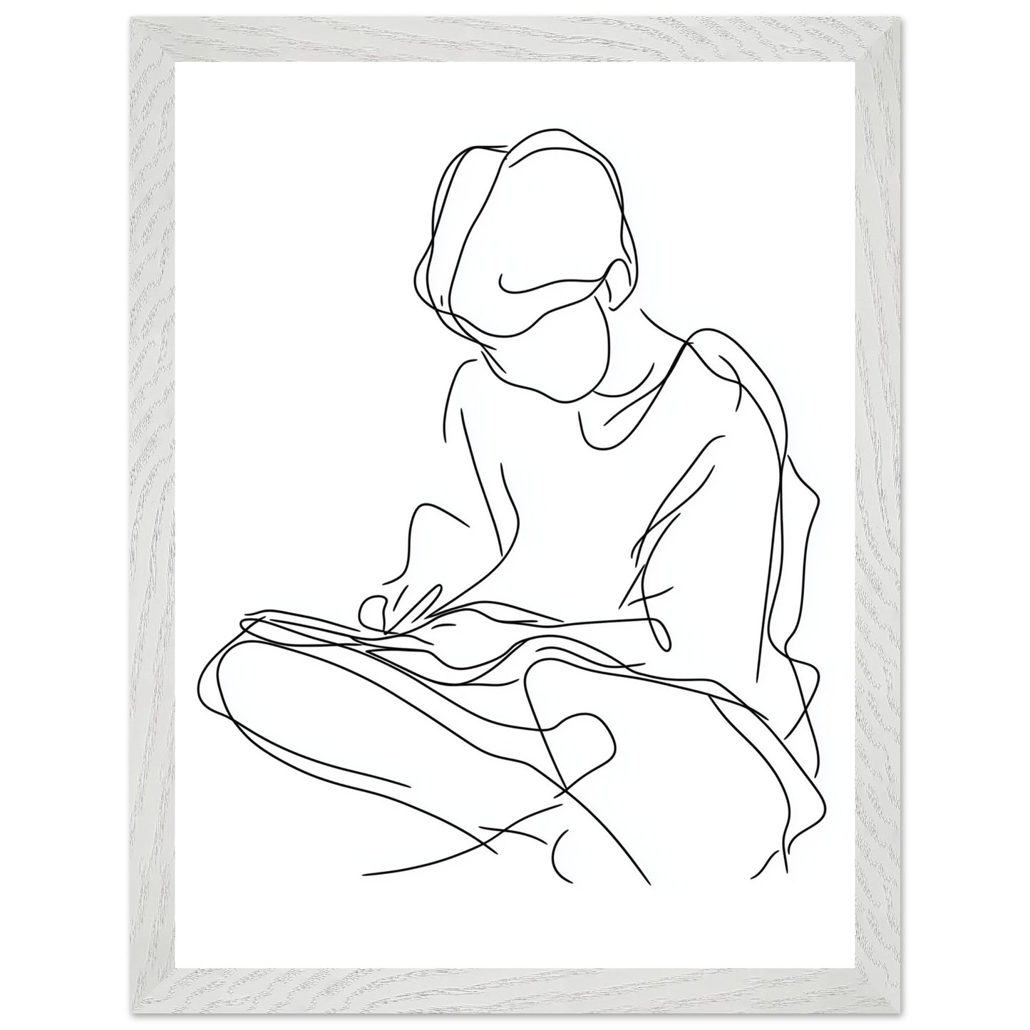 Soft line art poster of a focused reader