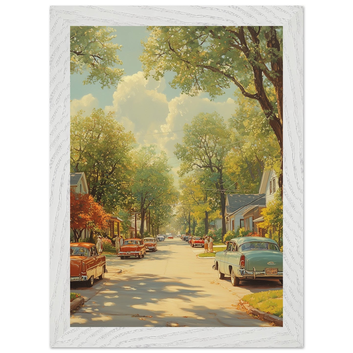 Idyllic neighborhood print for modern decor
