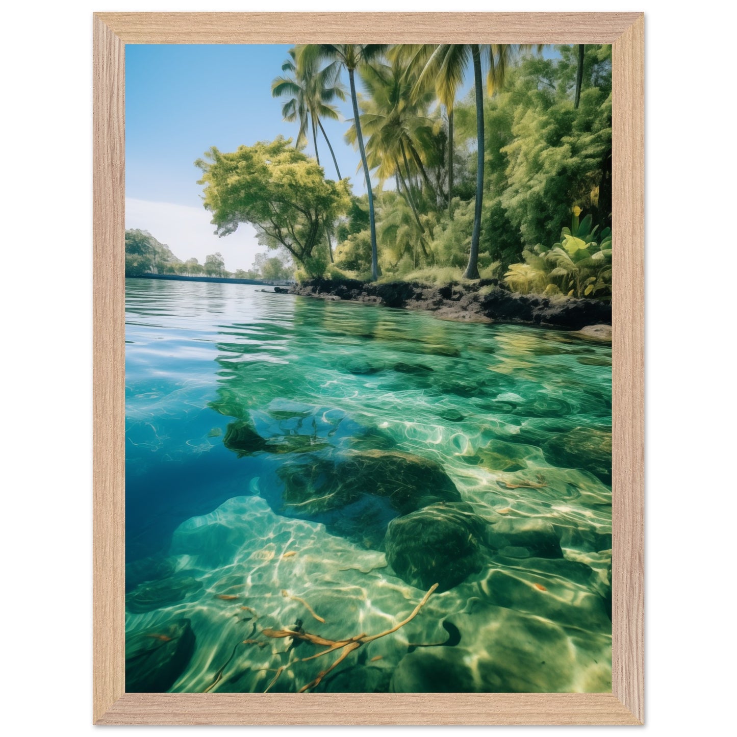 Tropical Lagoon Crystal Clear Waters Poster adding serenity to home offices
