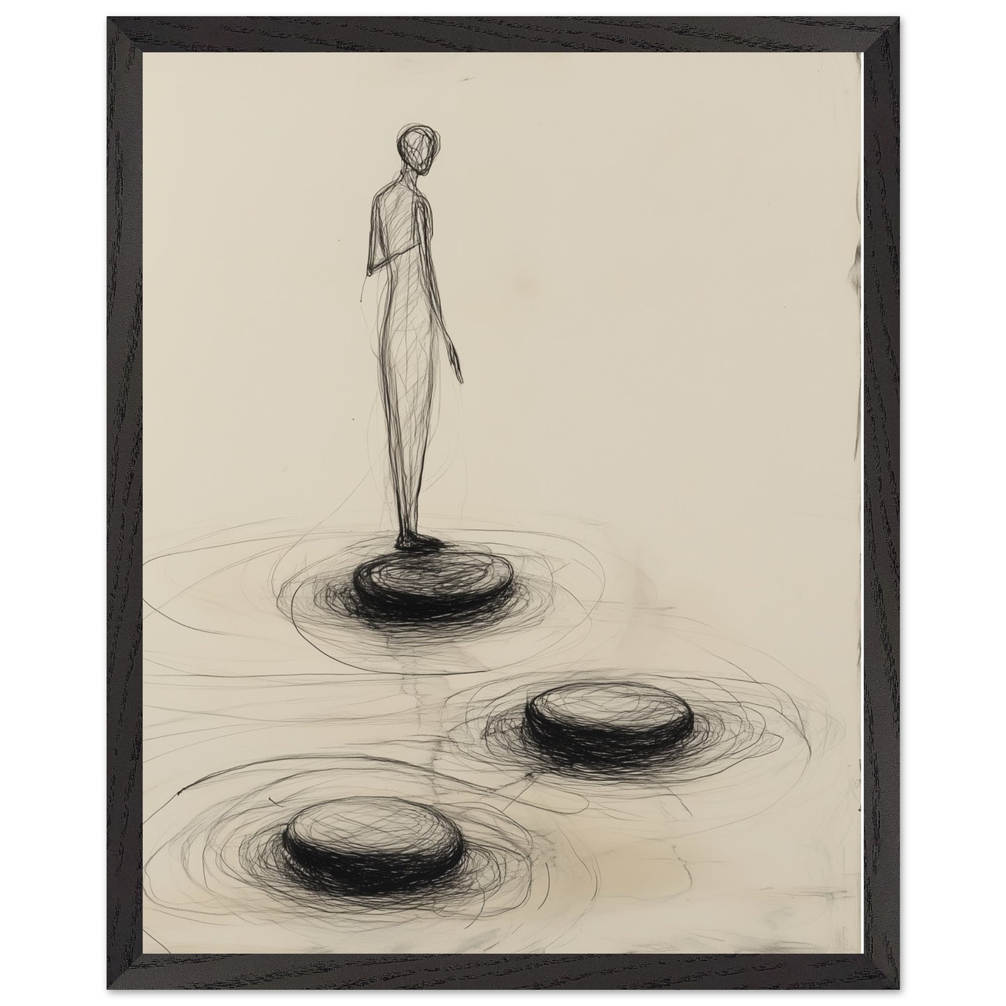 minimalistic lake art black frame