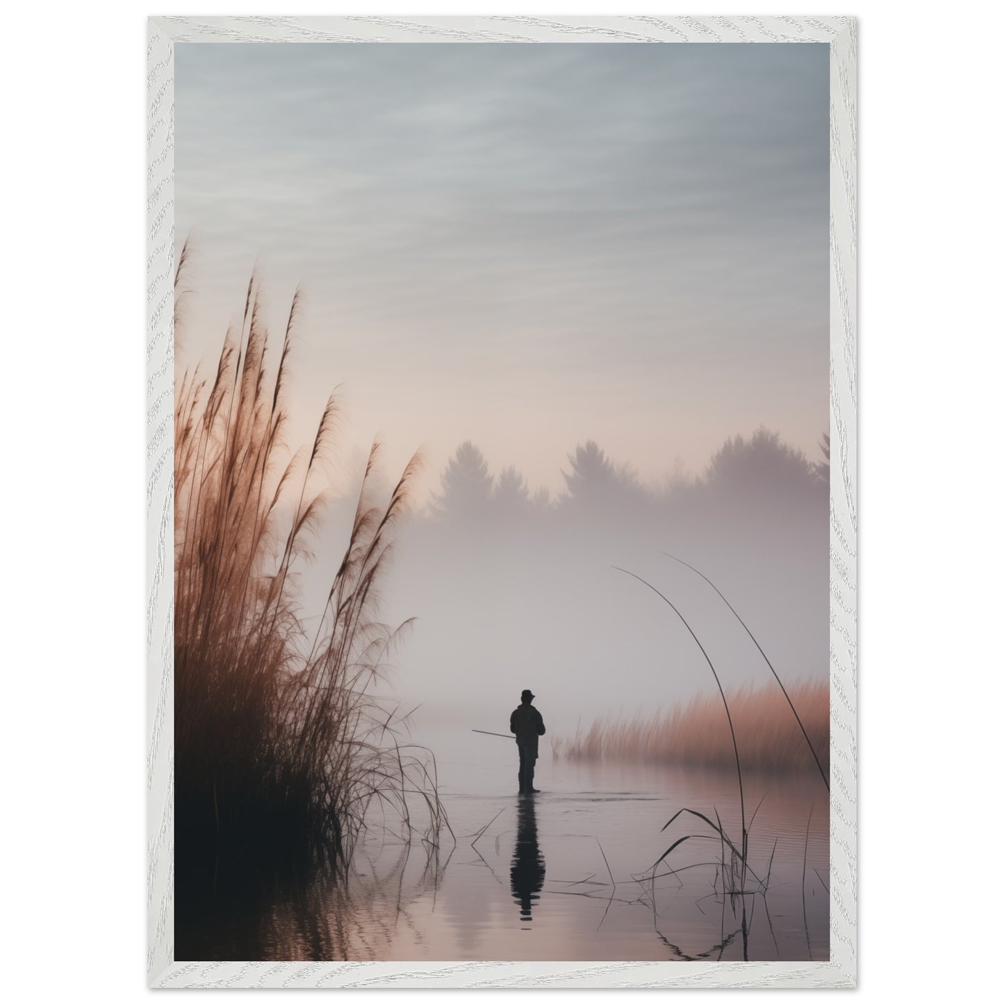 Misty Morning Fishing Poster with lone angler