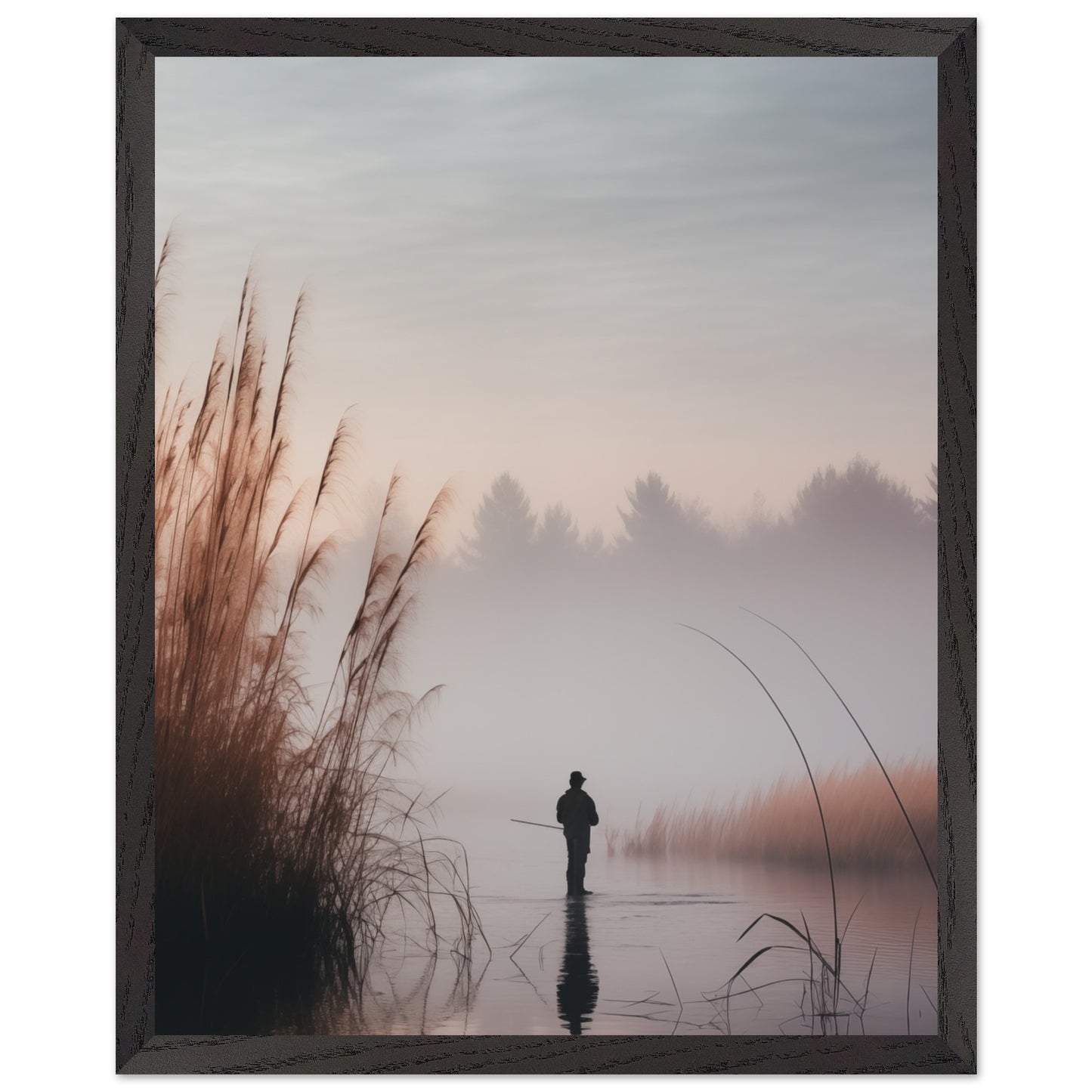 Peaceful angler poster for rustic interiors