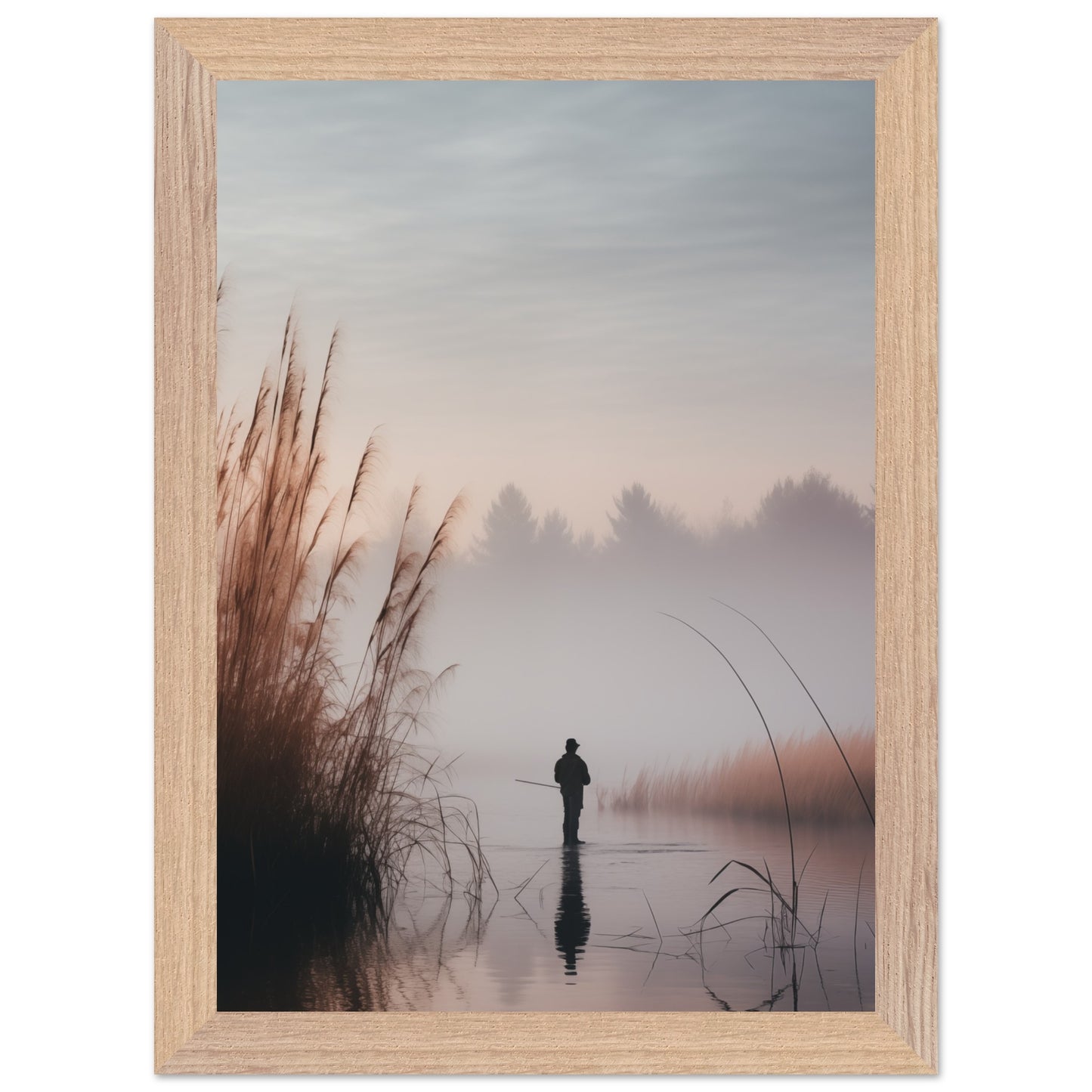 Minimalist landscape with mist and water