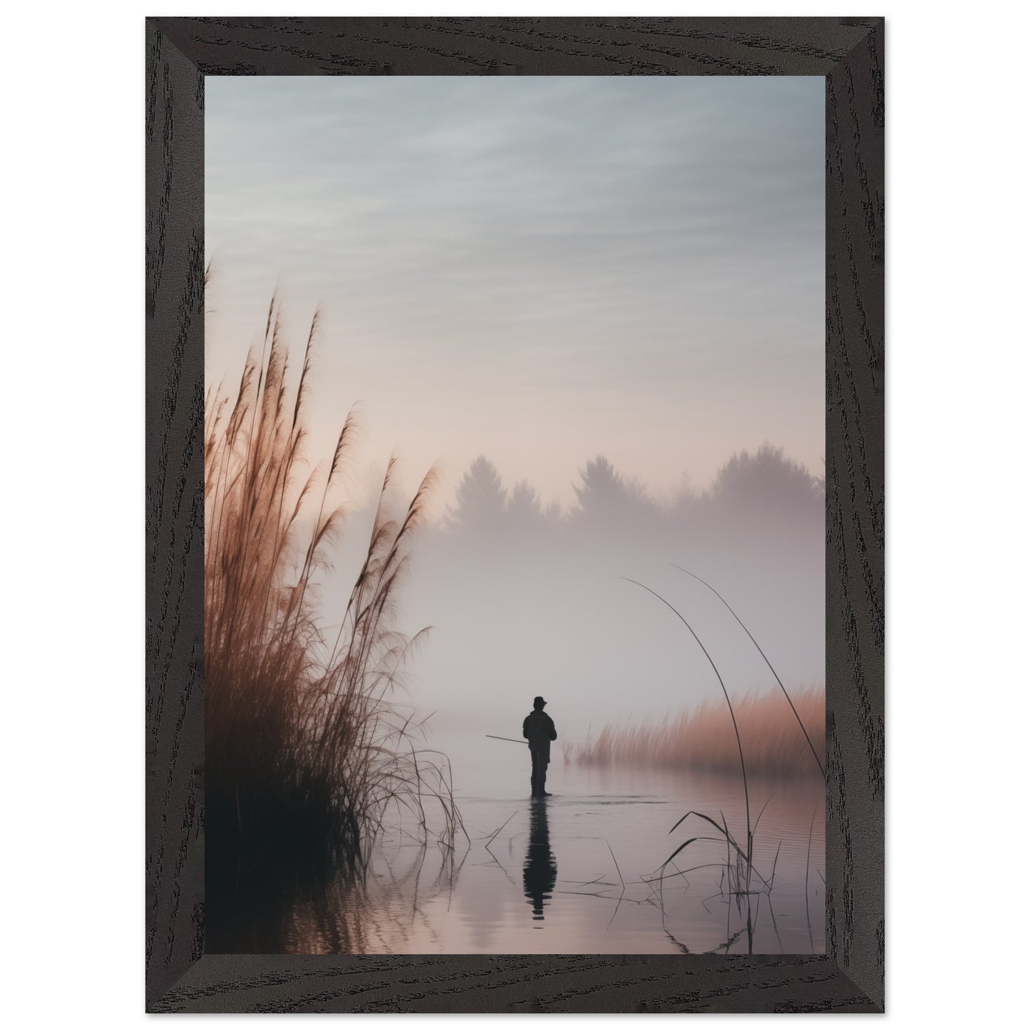 Tranquil fishing moment in soft tones