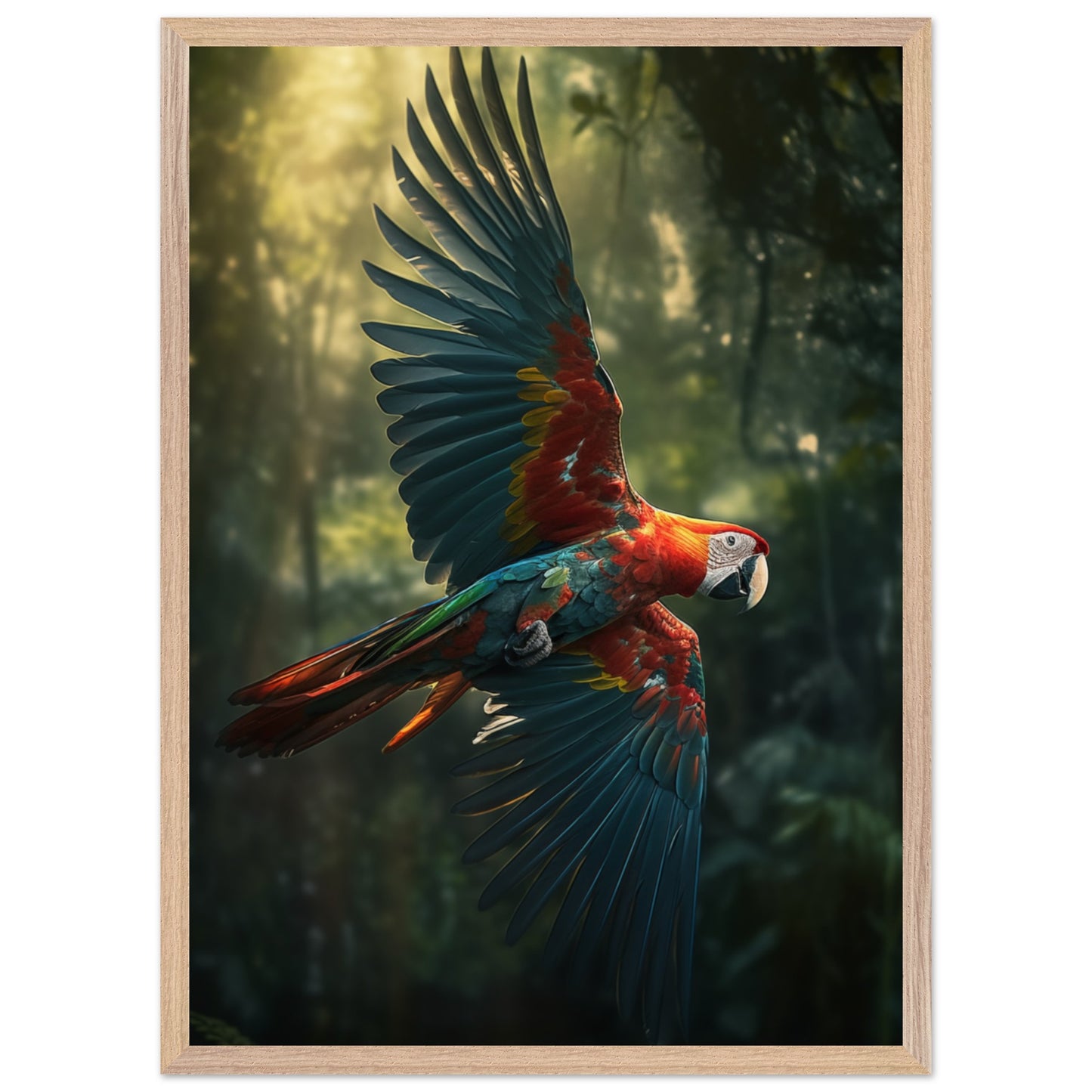 Tranquil rainforest radiance with macaw art print
