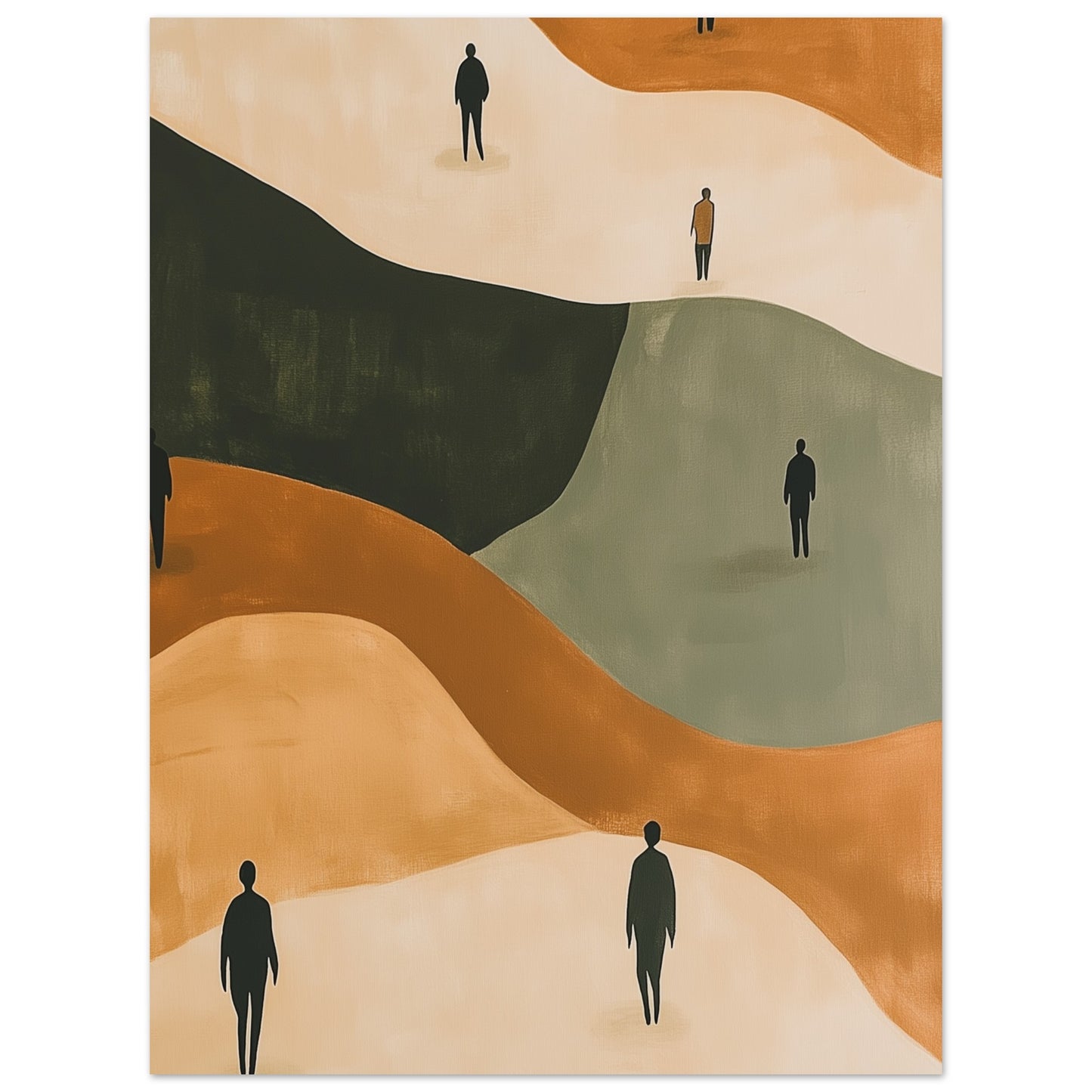Soft monochromatic hues minimalist art print of abstract landscapes