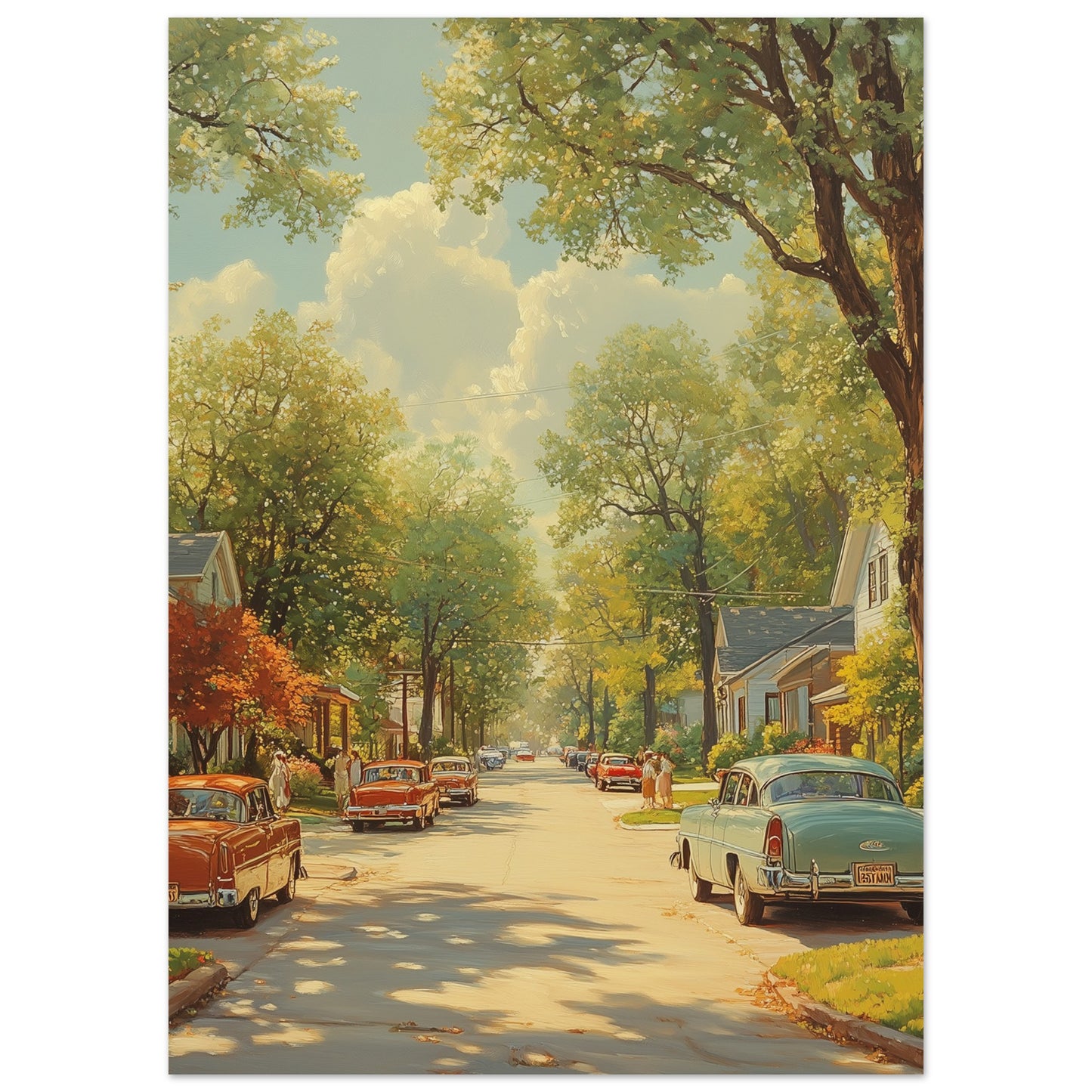 Quiet street scene captured in golden light