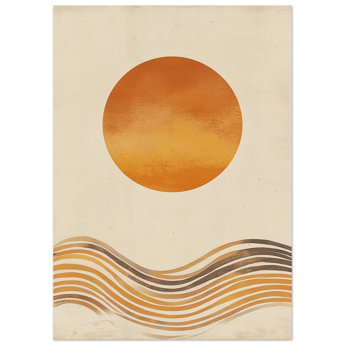 Minimalist line art print of sun and sea