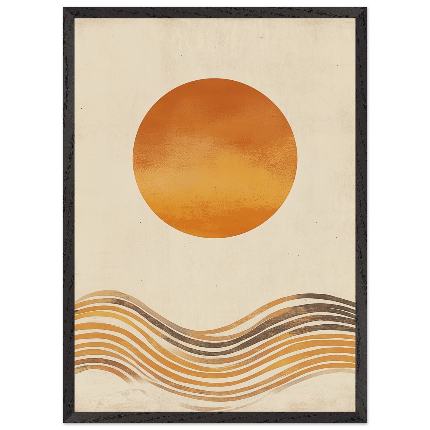 Contemporary art print depicting sun over waves