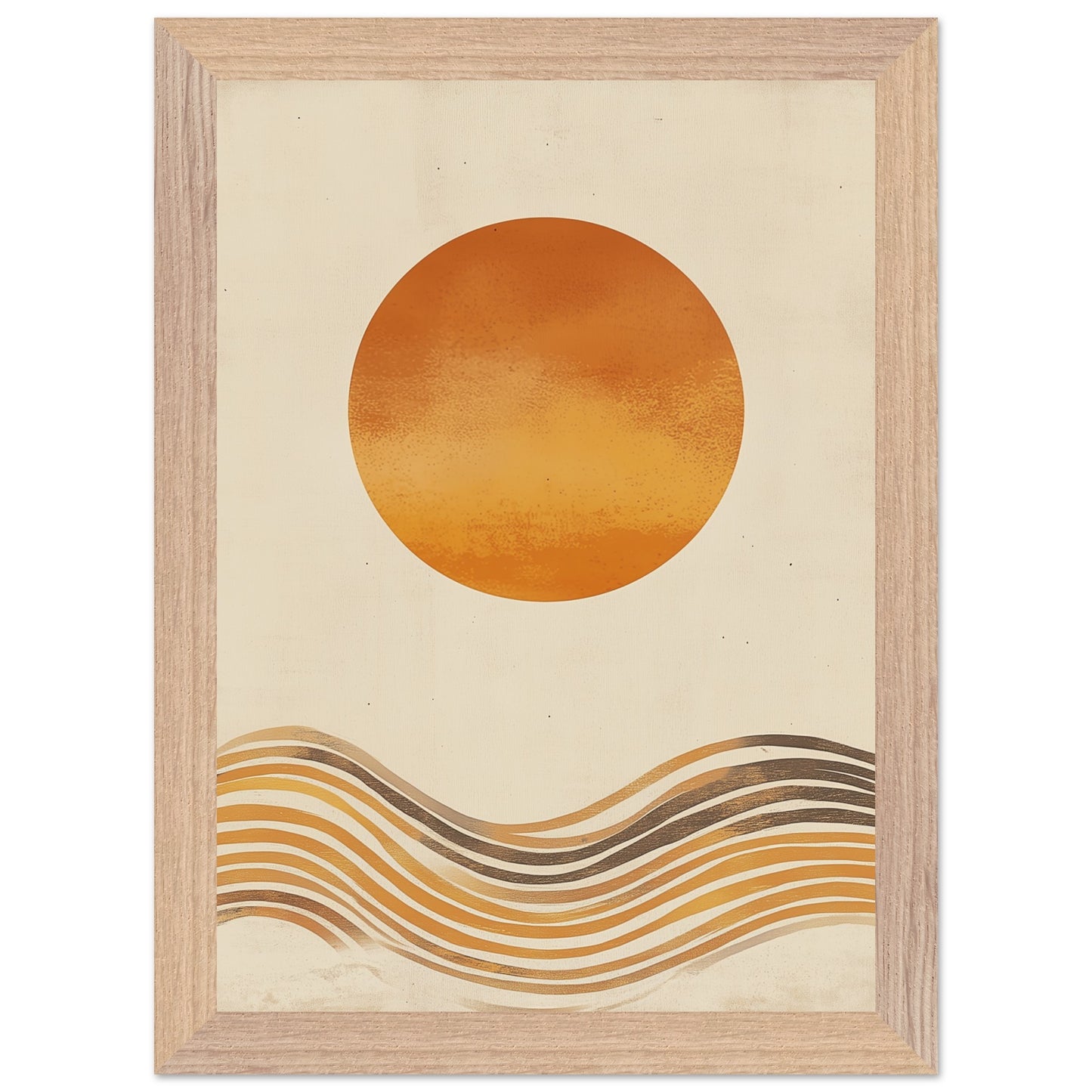 High-resolution print of abstract sun and ocean-themed line art​