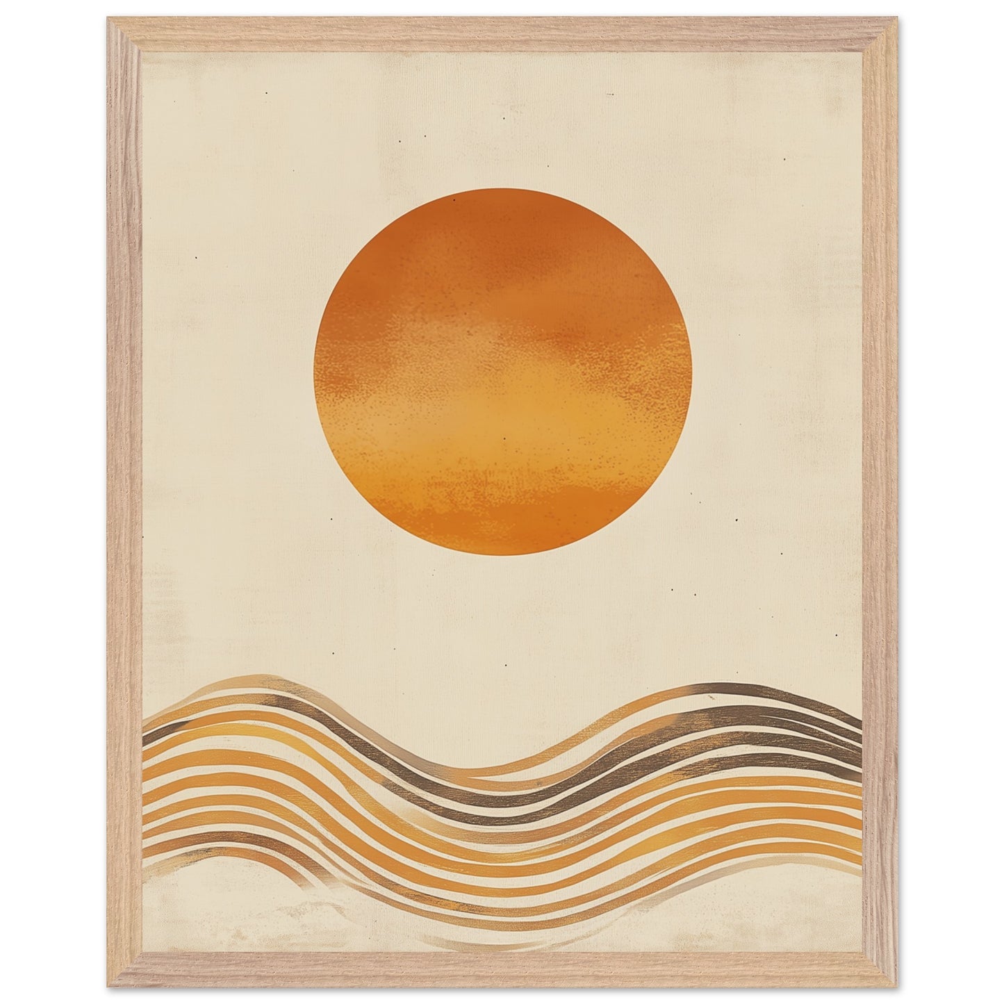 Minimalist wall art featuring sun and waves for office spaces