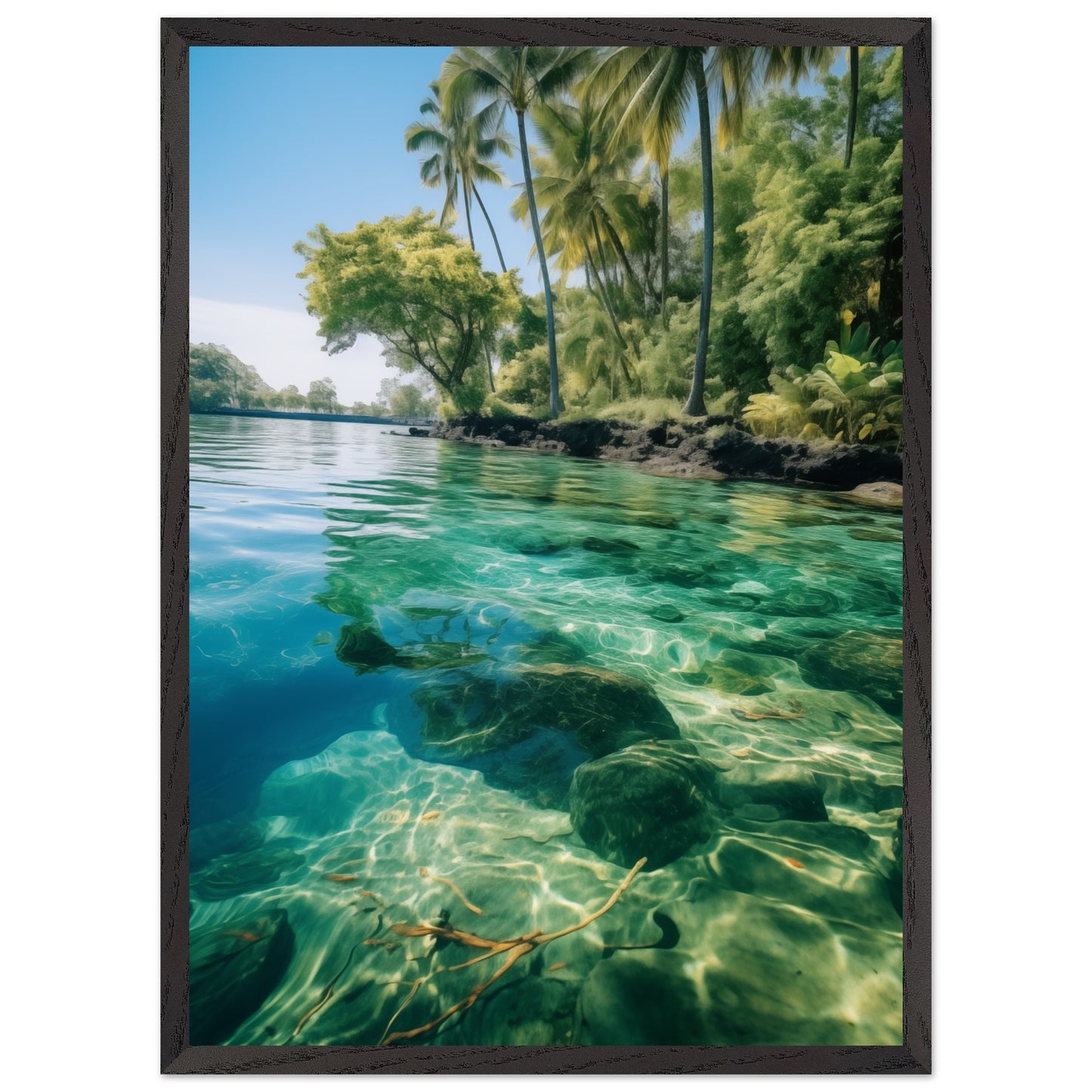 High-quality print showcasing turquoise waters and palm trees