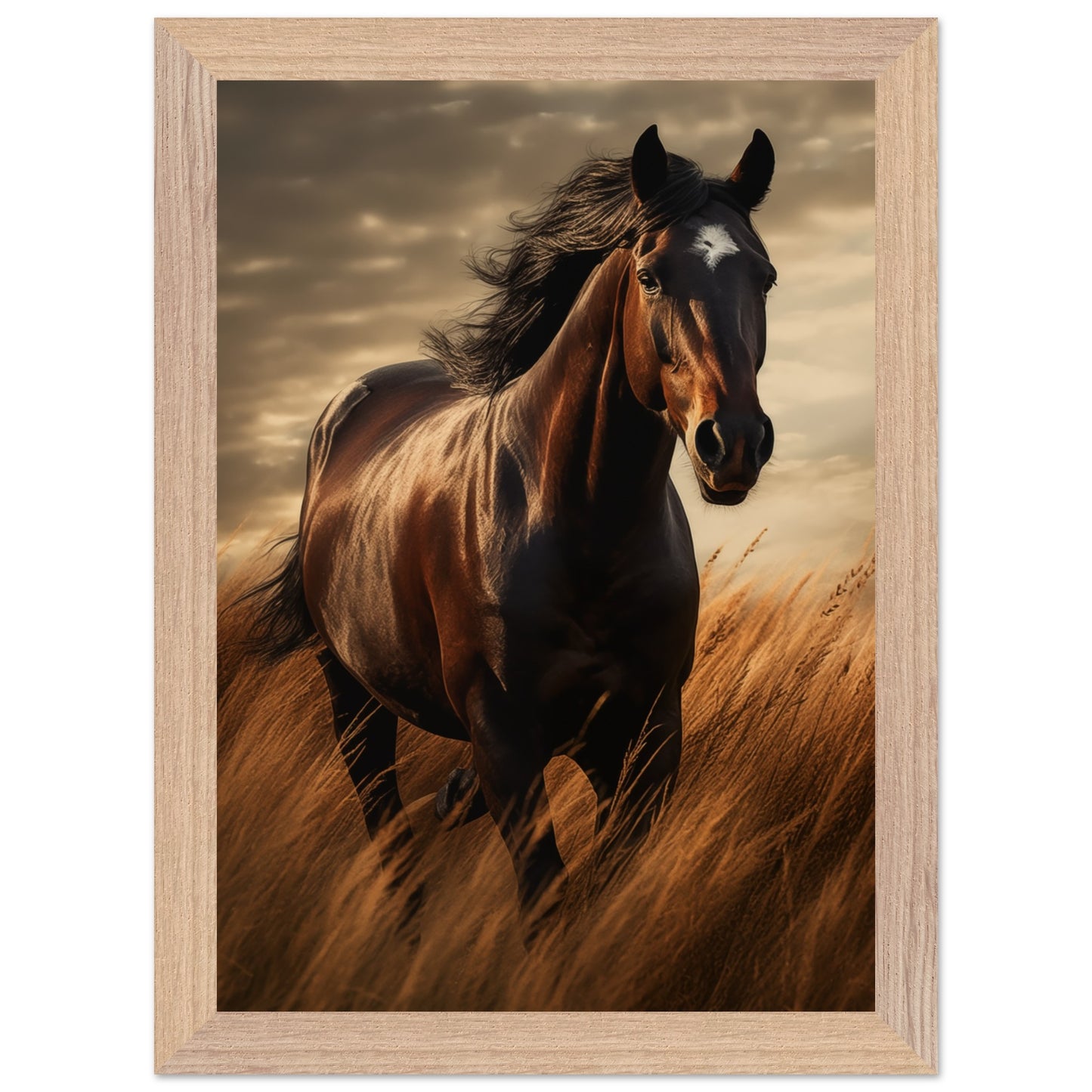 Elegant poster enhancing bedroom ambiance with equine imagery