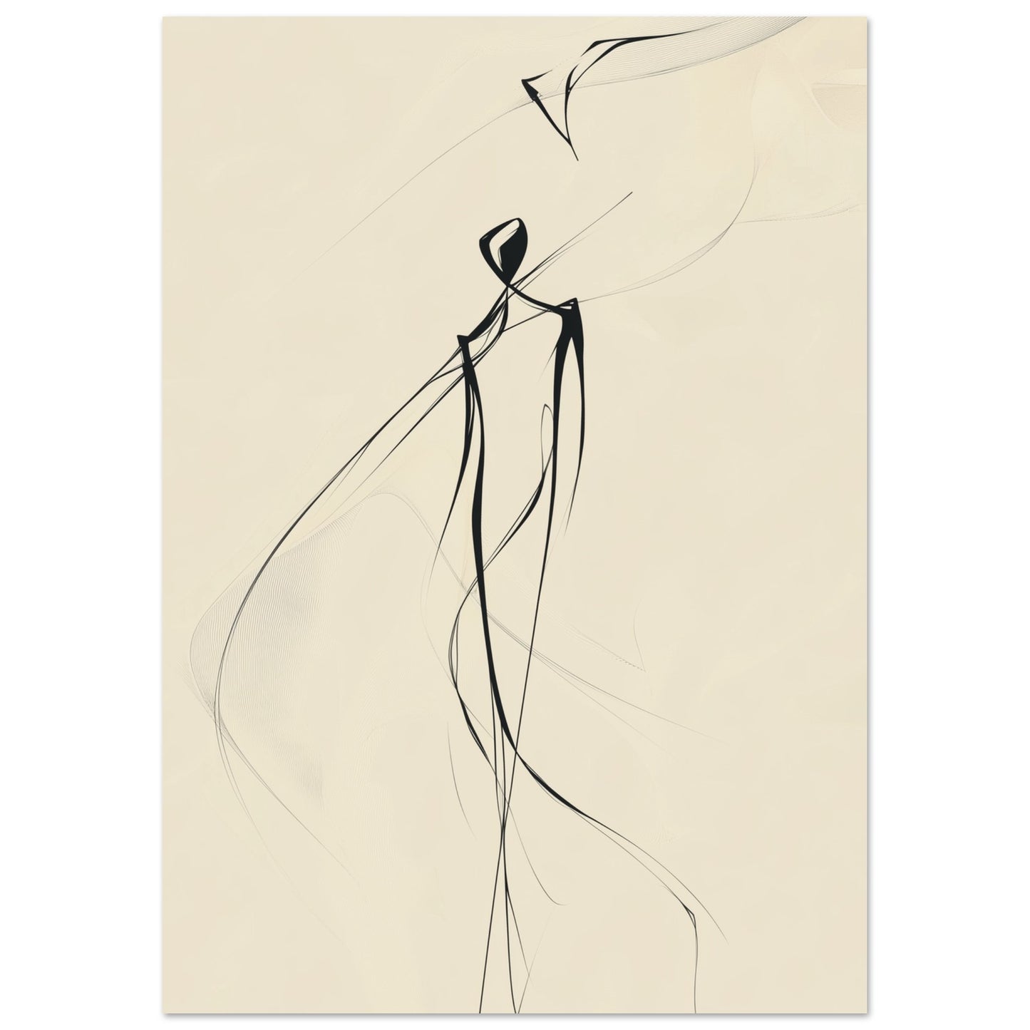 Modern line art print with freedom-themed forms featuring flowing lines