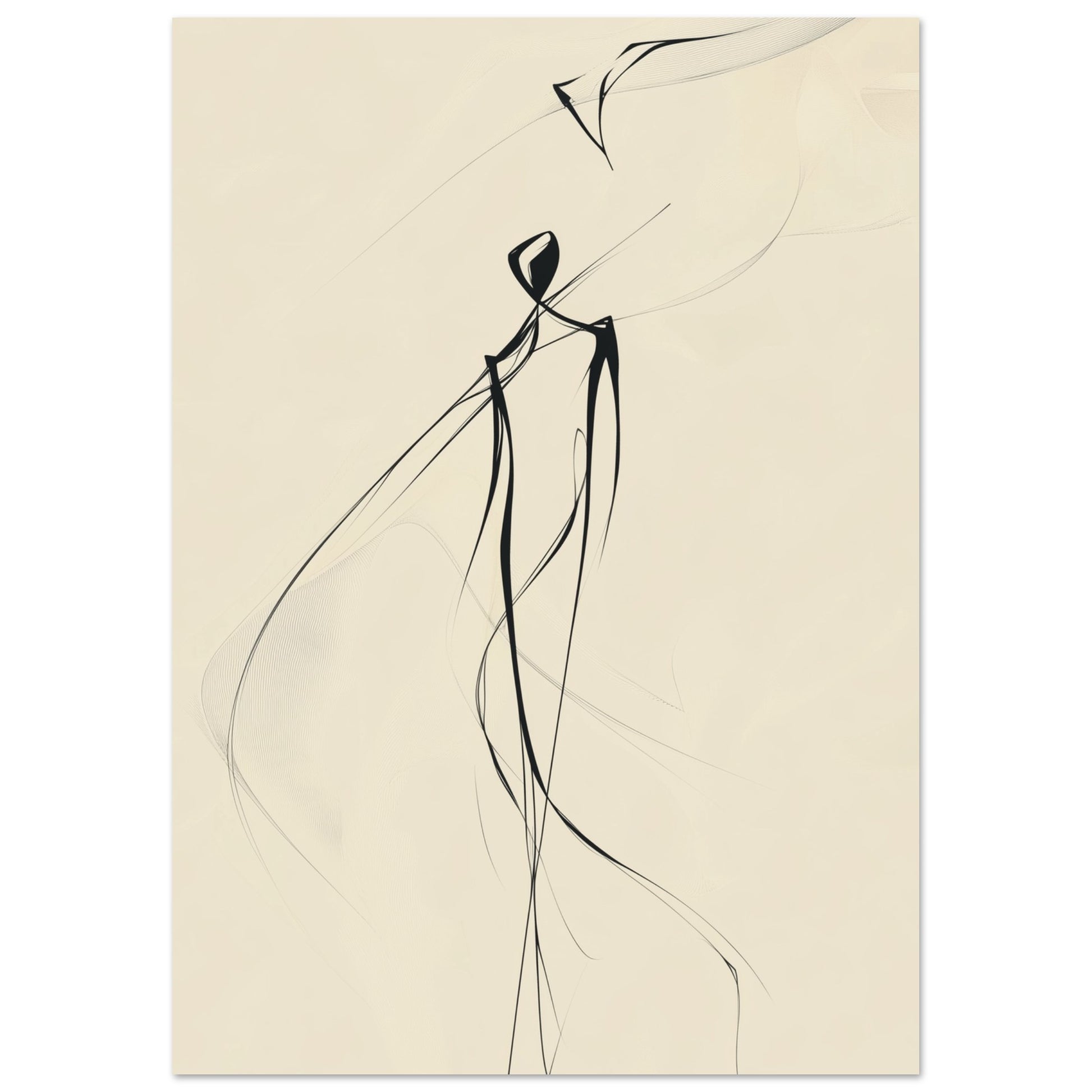 Modern line art print with freedom-themed forms featuring flowing lines